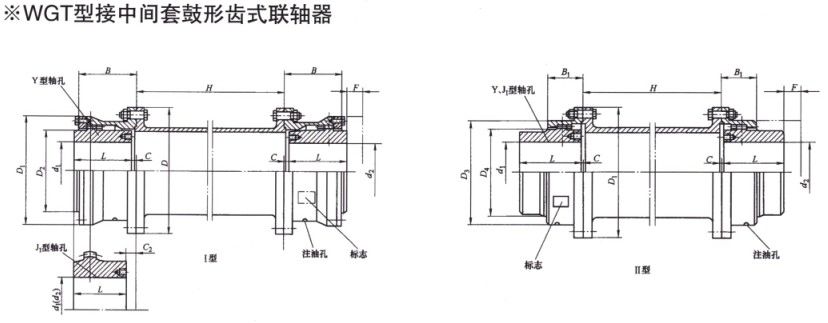 WGT型接中间套鼓形齿式联轴器