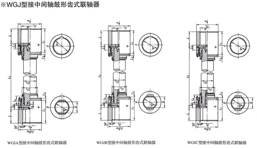 WGJ型接中间轴鼓形齿式联轴器